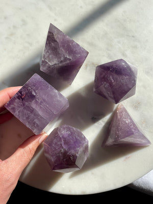 Amethyst Sacred Geometry Platonic Solid Set