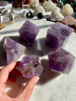 Amethyst Sacred Geometry Platonic Solid Set