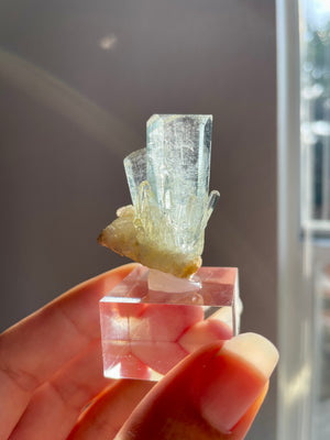 Aquamarine Cluster on Feldspar with Mica on a Stand