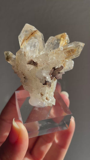 Red Brookite and Rutile in Quartz, Pakistan