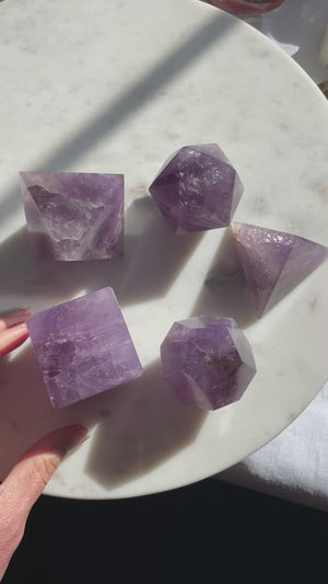 Amethyst Sacred Geometry Platonic Solid Set