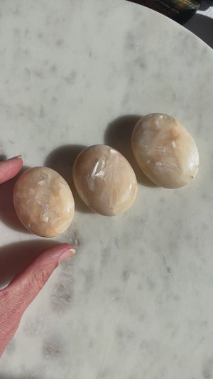 Peach Stilbite Palm Stones