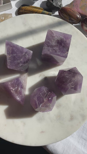 Amethyst Sacred Geometry Platonic Solid Set