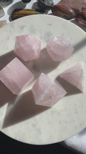 Rose Quartz Sacred Geometry Platonic Solid Set